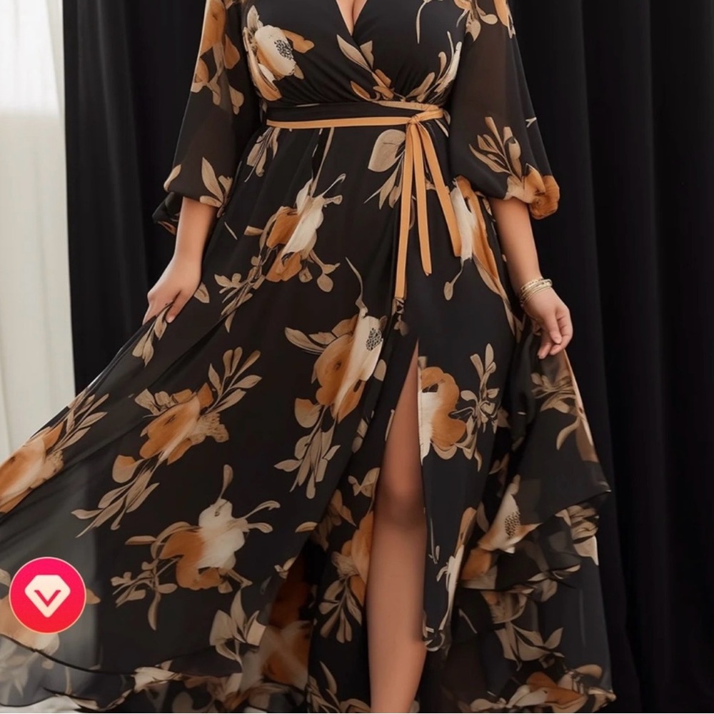 Floral Long Sleeve Maxi Dress - flycurvy